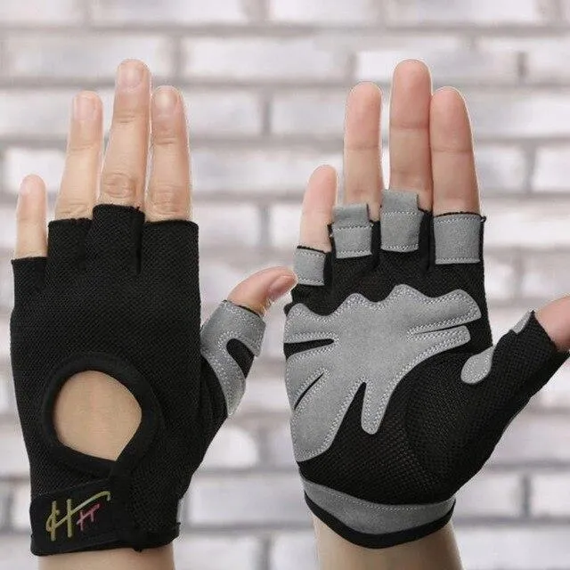 1 Pair Anti-skid Half Finger Gym Gloves Sports Body Building Men Women Dumbbell Fitness Exercise Weight Lifting Training Gloves