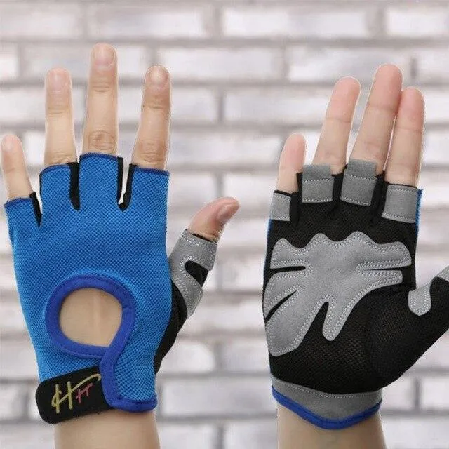 1 Pair Anti-skid Half Finger Gym Gloves Sports Body Building Men Women Dumbbell Fitness Exercise Weight Lifting Training Gloves