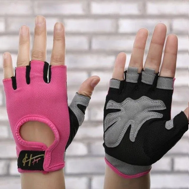 1 Pair Anti-skid Half Finger Gym Gloves Sports Body Building Men Women Dumbbell Fitness Exercise Weight Lifting Training Gloves