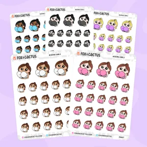 Boxing Kawaii Girl Stickers