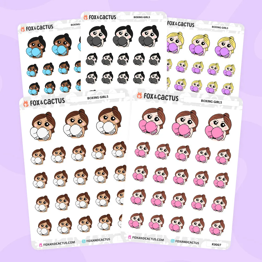 Boxing Kawaii Girl Stickers