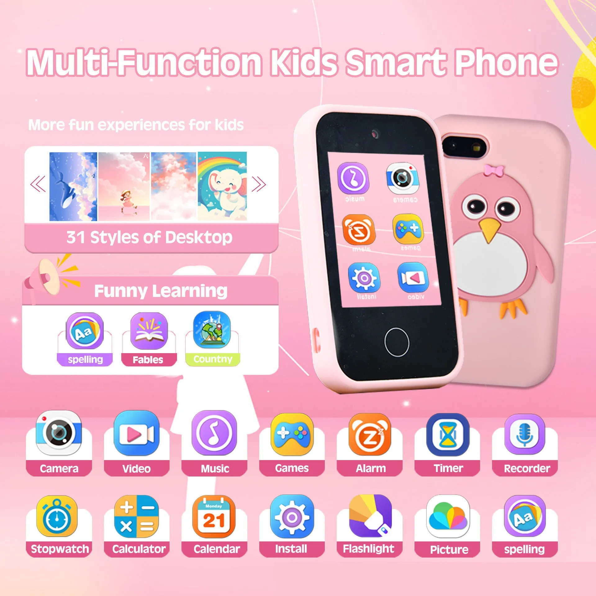 Children's Smart Touch Mobile Phone | Silicone Penguin Toy