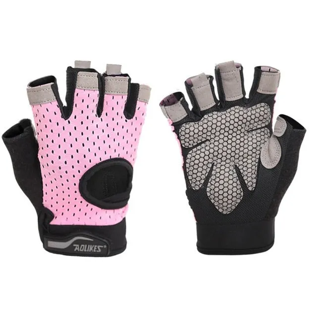 Men Women Half Finger Sports Training Gloves Gym Fitness Weightlifting Gloves Anti-slip Resistance Exercise Training Wrist Glove