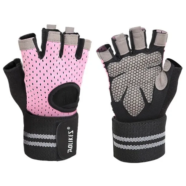 Men Women Half Finger Sports Training Gloves Gym Fitness Weightlifting Gloves Anti-slip Resistance Exercise Training Wrist Glove