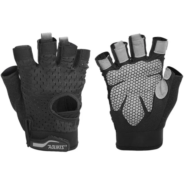 Men Women Half Finger Sports Training Gloves Gym Fitness Weightlifting Gloves Anti-slip Resistance Exercise Training Wrist Glove