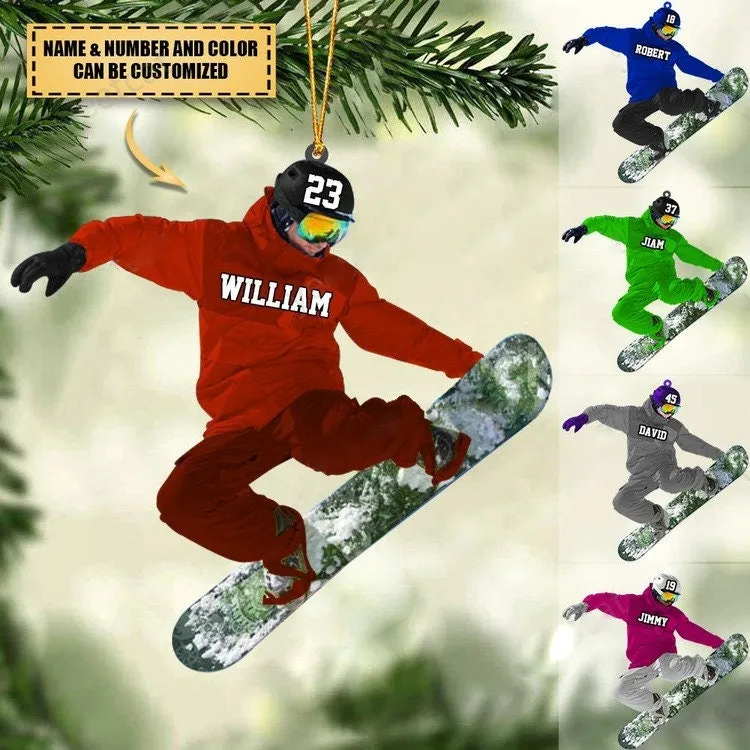 Personalized Snowboarding Ornament, Custom Name And Number Acrylic Ornament, Snowboarding Lovers, Snowboarding Christmas Ornament ORH1710N