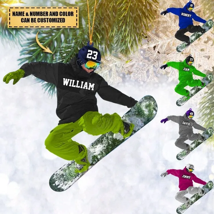 Personalized Snowboarding Ornament, Custom Name And Number Acrylic Ornament, Snowboarding Lovers, Snowboarding Christmas Ornament ORH1710N
