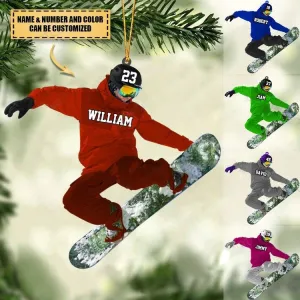 Personalized Snowboarding Ornament, Custom Name And Number Acrylic Ornament, Snowboarding Lovers, Snowboarding Christmas Ornament ORH1710N