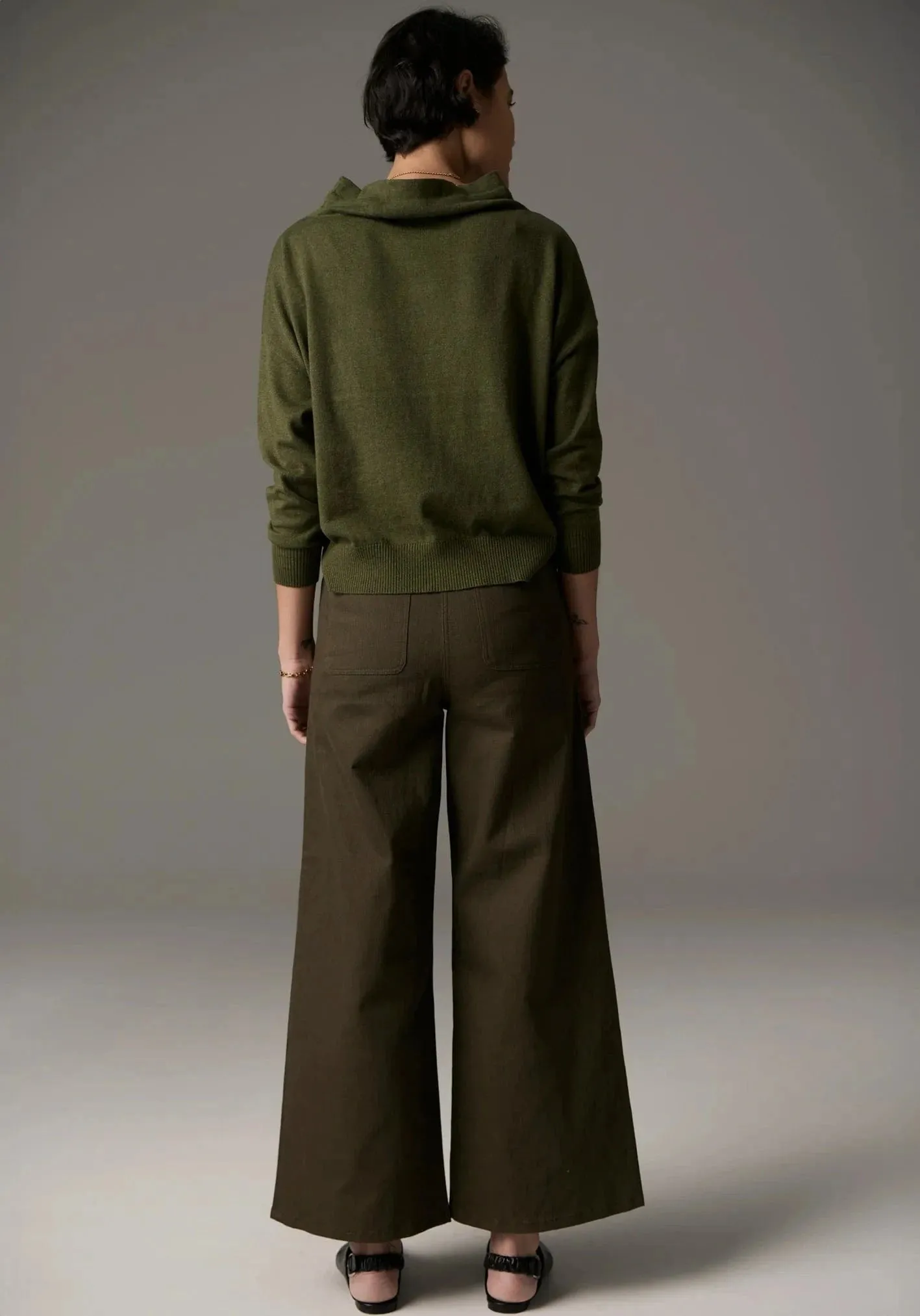 Pol Clothing Beech Drawcord Knit Khaki