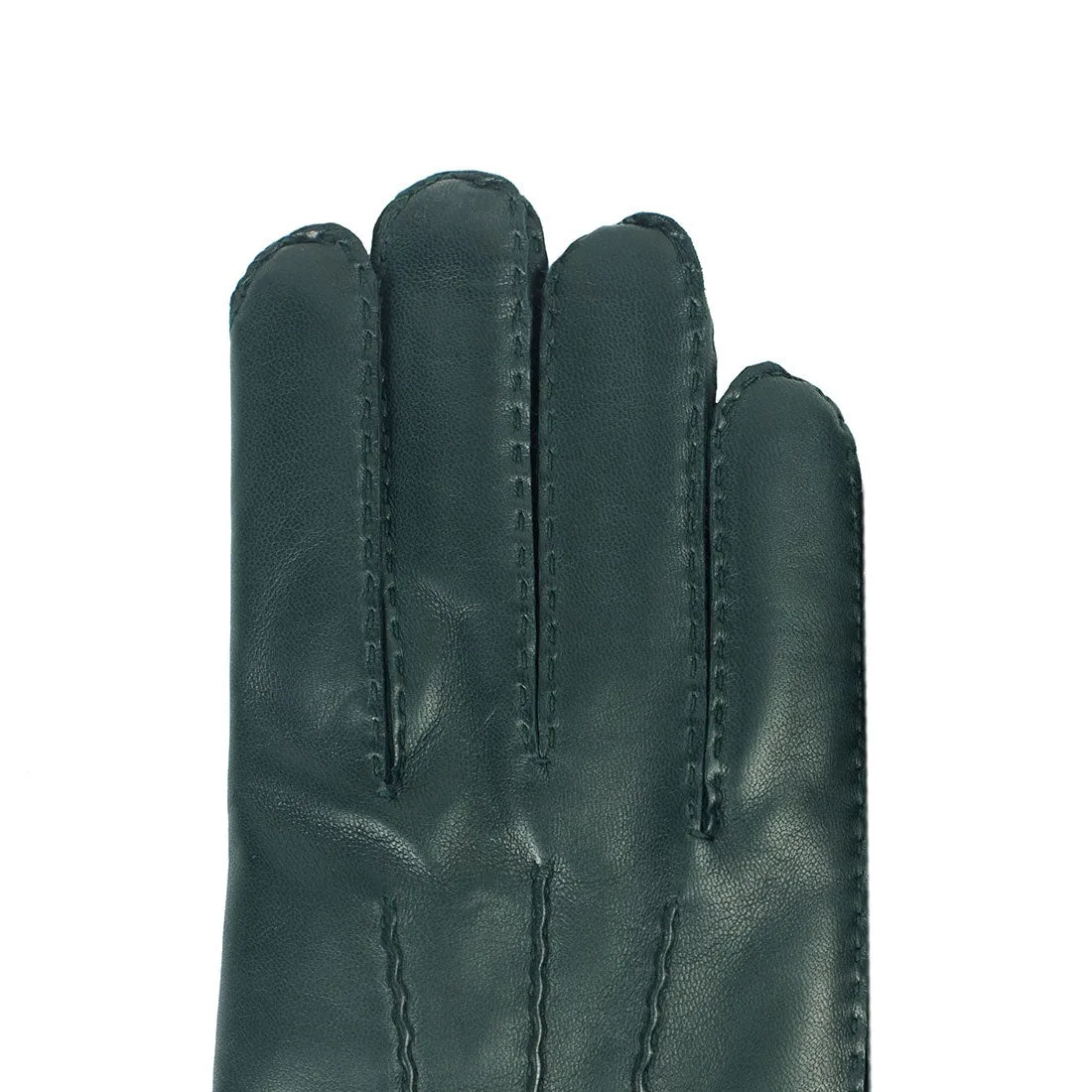 Racing green lambskin gloves, cashmere lining