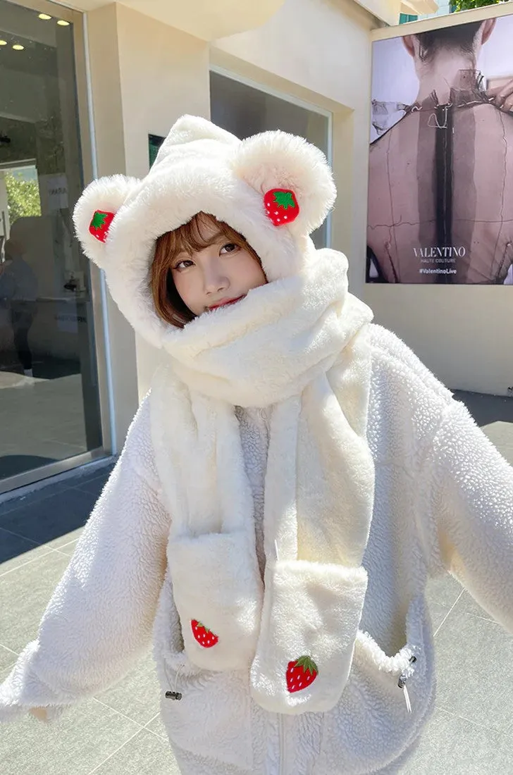 Strawberry Hat/Scarf/Gloves Set