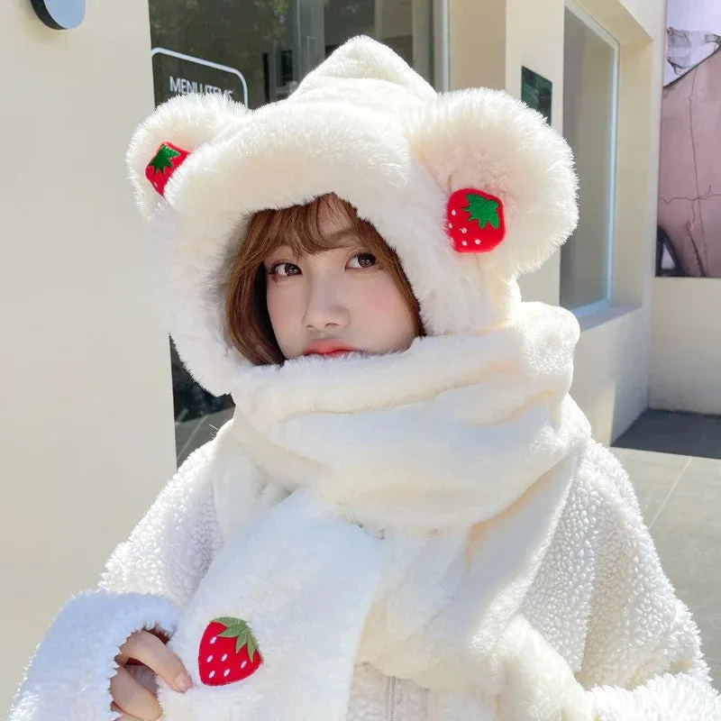 Strawberry Hat/Scarf/Gloves Set