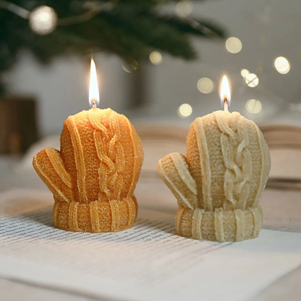 Winter Gloves Candle Decoration Set 4 Pieces